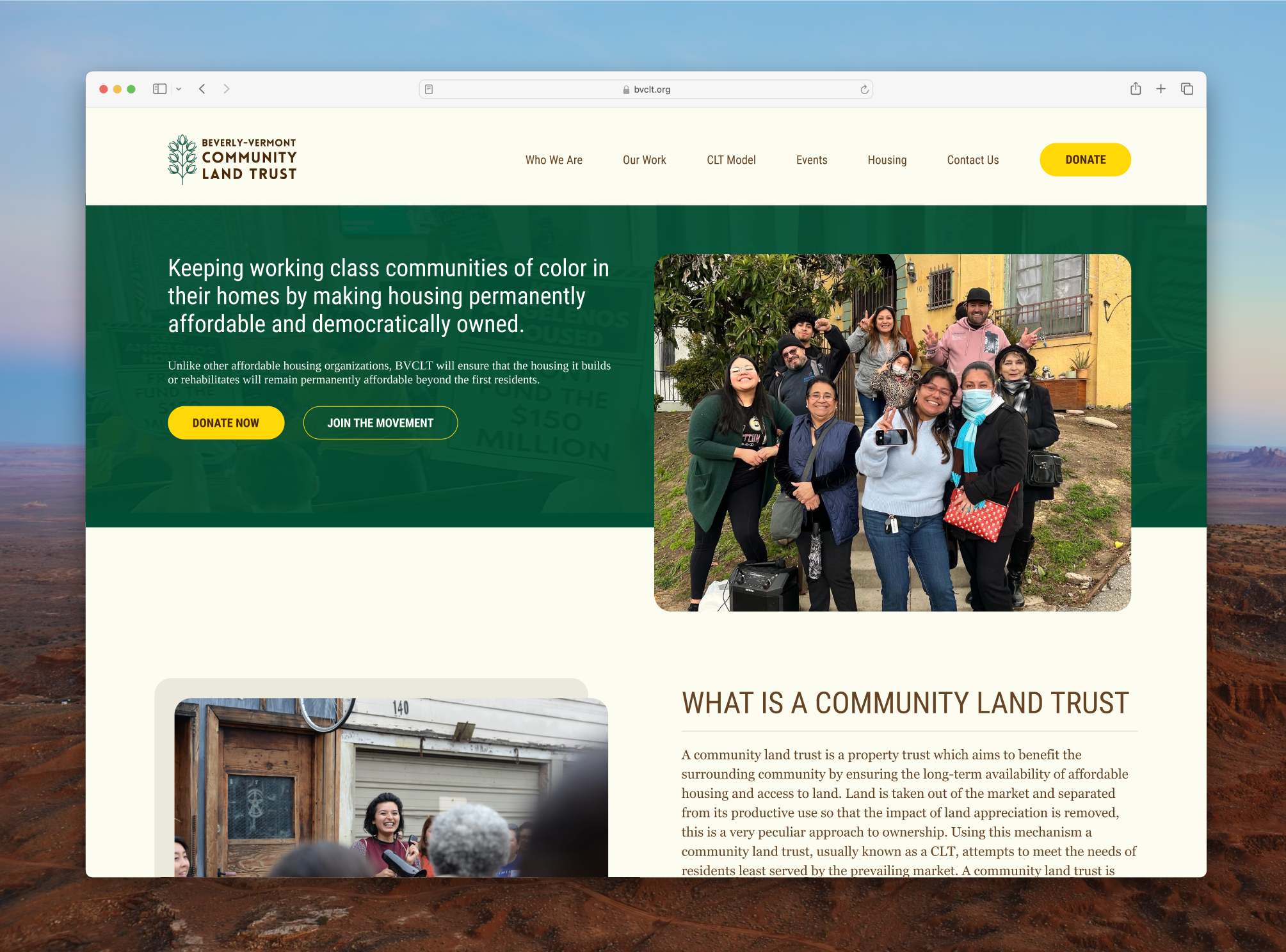 screenshot of the beverly Beverly-Vermontcommunity landtrust homepage